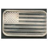 American Flag .999 Silver Bar 1 ozt