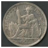 1908A French Indo-China 1 Piastre .900 Silver 27g