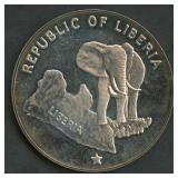1973 Liberia $5 Elephant .900 Silver 1.10 ozt