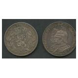 (1.69 ozt TW) 2- Mixed Foreign .900 Silver Coins