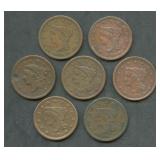 7- Mixed Large Cents 1839-1841