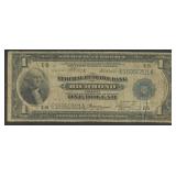 1918 $1 Fed Res Bank Note Green Eagle FR-722