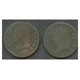 2- 1814 Classic Head Large Cents