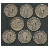 8- Mixed Standing Liberty Quarters