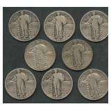 8- Mixed Standing Liberty Quarters