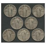 8- Mixed Standing Liberty Quarters