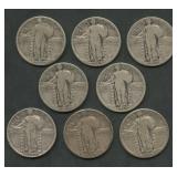 8- Mixed Standing Liberty Quarters