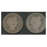 2- 1904-S Liberty Head Barber Dimes