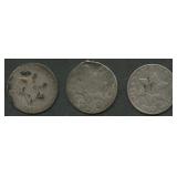 3- Mixed Three Cent Silver Pieces