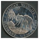 2017 Somali Rep 100 Sch Elephant Silver Rd 1 ozt