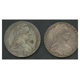 (1.80 ozt TW) 2- Austria 1780 1 Thalers .833 Silve