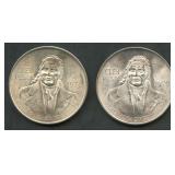 (1.78 ozt TW) 2- Mexico 100 Pesos .720 Silver