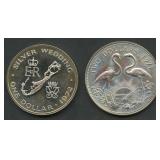 (1.83 ozt TW) 2- Mixed Foreign Coins .925 Silver