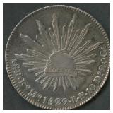 1829 Mexico 8 Reales Cap & Rays .903 Silver