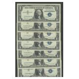 7- Mixed 1957 Silver Certificates STAR NOTES