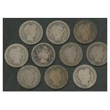 10- Mixed Liberty Head Barber Dimes