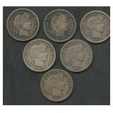 6- Mixed Liberty Head Barber Dimes Mid-Grade