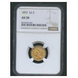 1893 $2.50 Liberty Gold NGC AU58