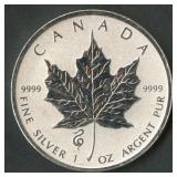 2013 Canada $5 Maple Leaf .999 Silver Rd 1 ozt