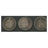 3 Seated Liberty Dimes