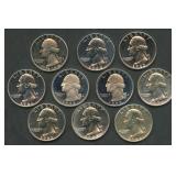 10 Proof Washington Silver Quarters