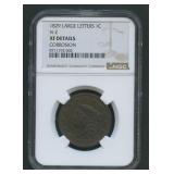 1829 Coronet Head Large Cent NGC XF Details