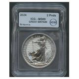 2024 Britannia 2 Pnds .999 Silver 1 ozt ICG MS 69