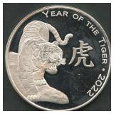2022 Year of the Tiger PF .999 Silver Round 1 ozt