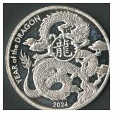Asahi 2024 Year of the Dragon .999 Silver Rd 1 ozt