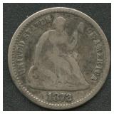 1872 Seated Liberty Half Dime