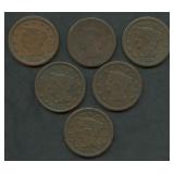 6- 1843 and 1844 Braided Hair Large Cents