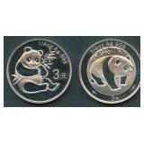 (0.5 ozt TW) 2- 2007 China 3Yn Pandas .999 Silver