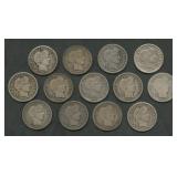 13 Barber Head Dimes O Mint Marks
