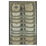 10- Mixed 1928 and 1934 $1 Silver Certificates