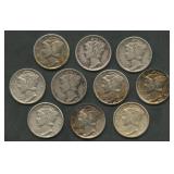10 Mixed Date and Mint Mercury Head Dimes