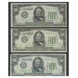 3- 1934 $50 Fed Reserve Notes NYC FR-2102B