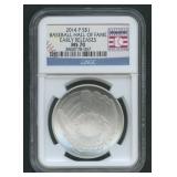 2014-P Baseball HOF Silver Dollar NGC MS 70