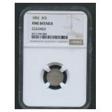 1852 Three-Cent Silver Piece NGC Fine Details