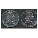2- 1963 Proof Franklin Half Dollars