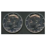 2- 1964 Proof Kennedy Silver Half Dollars