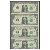 Uncut sheet of 4 $1 Bills St. Louis Collector Edt
