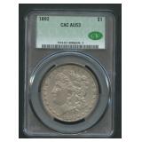 1892 Morgan Silver Dollar CAC AU 53