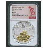 2025-P Australia $1 Year of the Snake NGC MS69