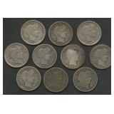 10- Mixed Liberty Head Barber Dimes 1902-1916