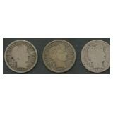 3- Mixed Early Liberty Head Barber Dimes
