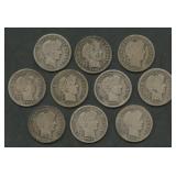 10- Mixed S-Mint Liberty Head Barber Dimes