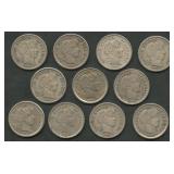 11- Mixed Liberty Head Barber Dimes Better Grade