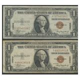 2- 1935A $1 Silver Certificates Hawaii FR-2300