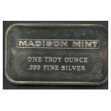 Madison Mint .999 Silver Bar 1 ozt