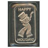2004 Happy Holidays .999 Silver Bar 1 ozt